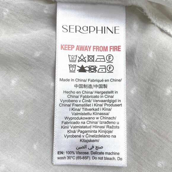 NEW SERAPHINE Swiss Dot Buttoned Blouse Tunic Top Size 6 White Maternity Nursing - Picture 11 of 12